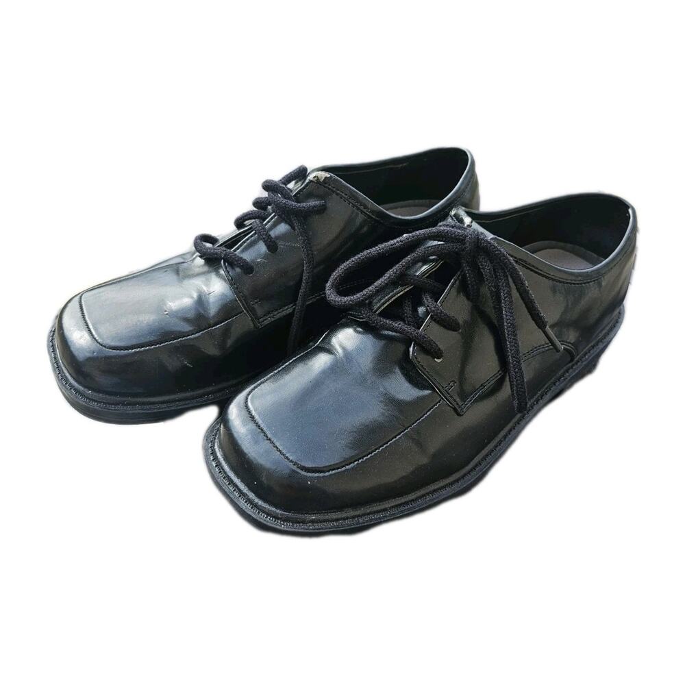 Kids Michael James Black Leather Dress Shoes